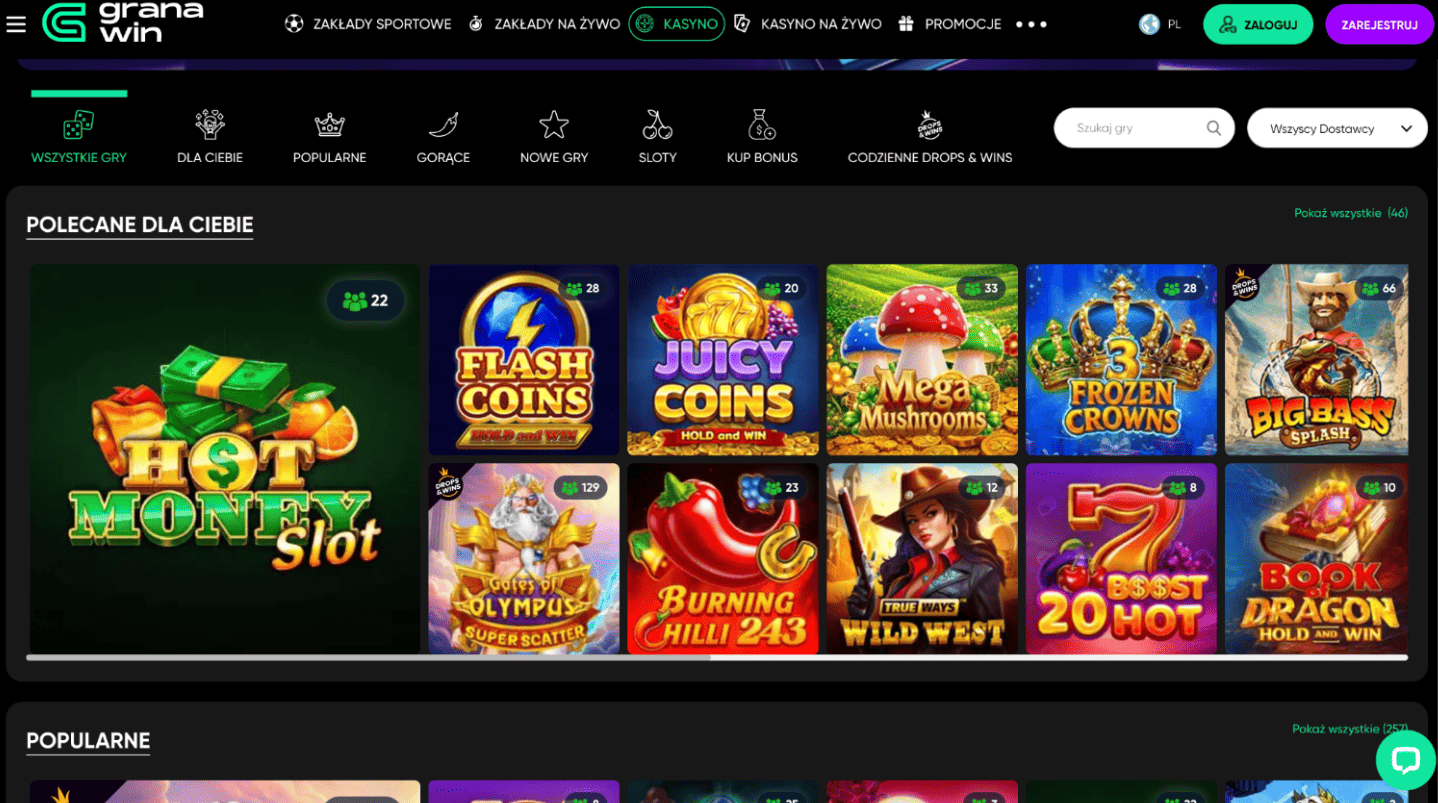 granawin casino biblioteka gier