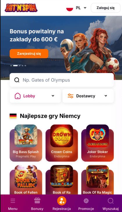 hitnspin rejestracja krok 1