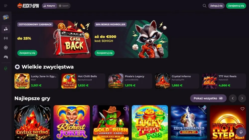 rockyspin casino strona