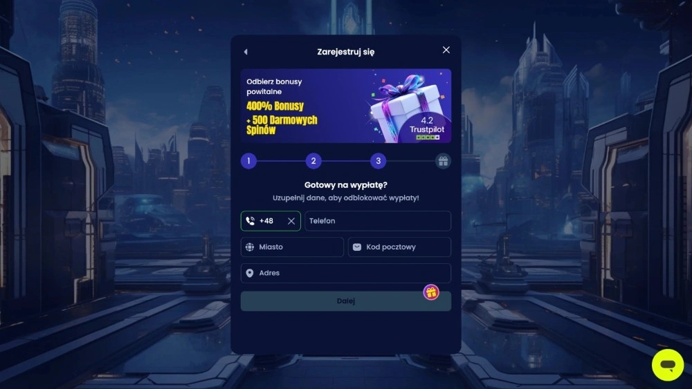 trino casino rejestracja krok 3