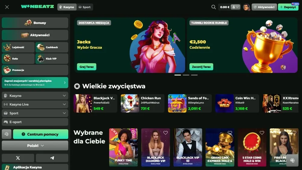 winbeatz casino sekcja bonusów