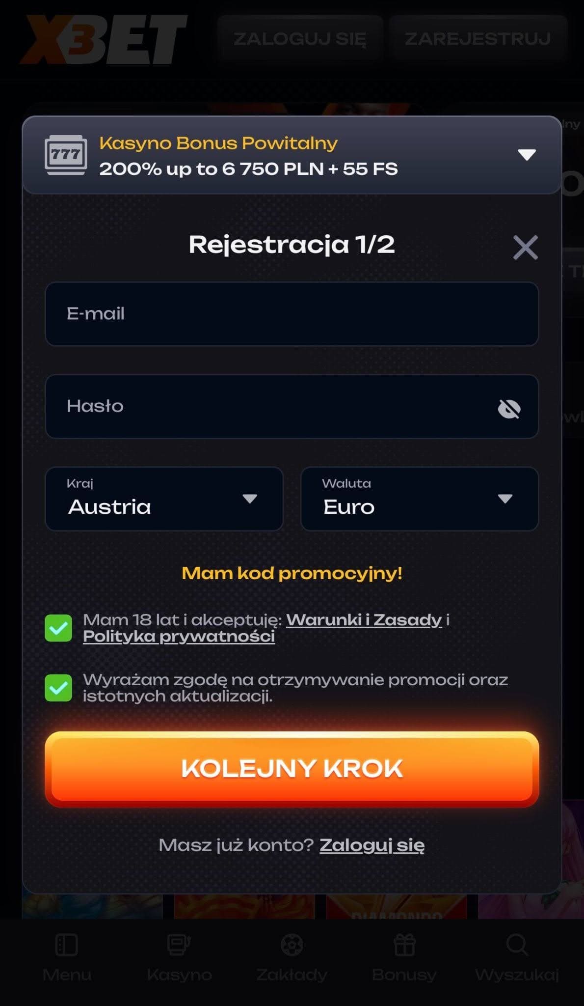 x3bet rejestracja 1
